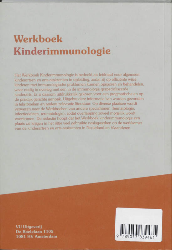 Werkboek Kinderimmunologie / Werkboeken Kindergeneeskunde achterkant