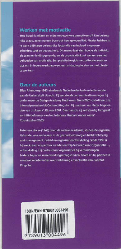 Werken met motivatie / Communicatie memo / 29 achterkant