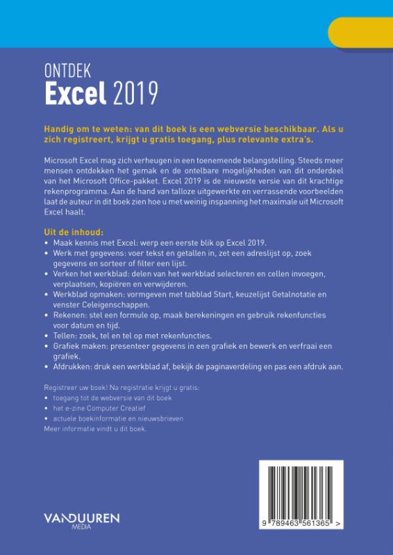 Ontdek  -   Ontdek Excel 2019 achterkant