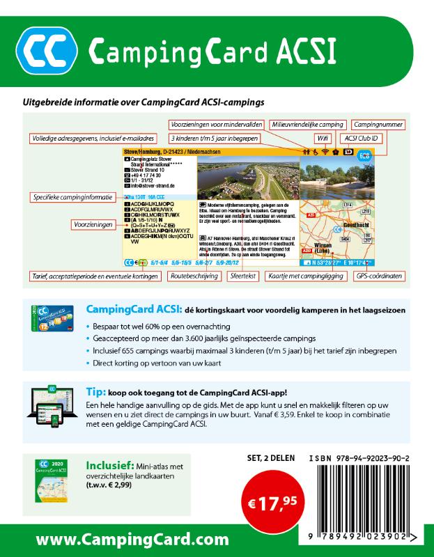 CampingCard ACSI 2020 Nederlandstalig - set 2 delen / ACSI Campinggids achterkant