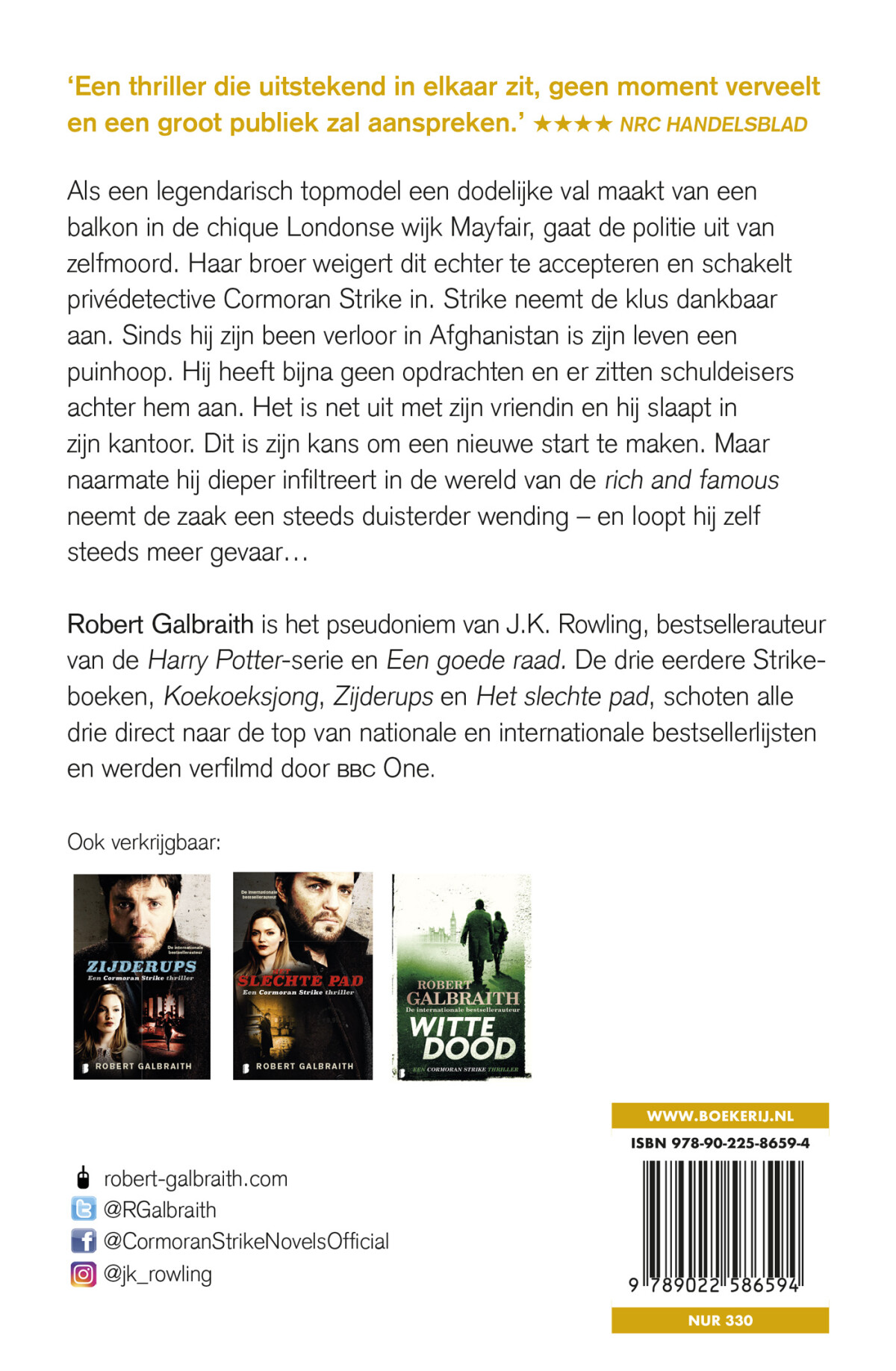 Koekoeksjong / Cormoran Strike / 1 achterkant