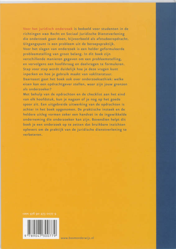 Voor het juridisch onderzoek Voor het juridisch onderzoek achterkant
