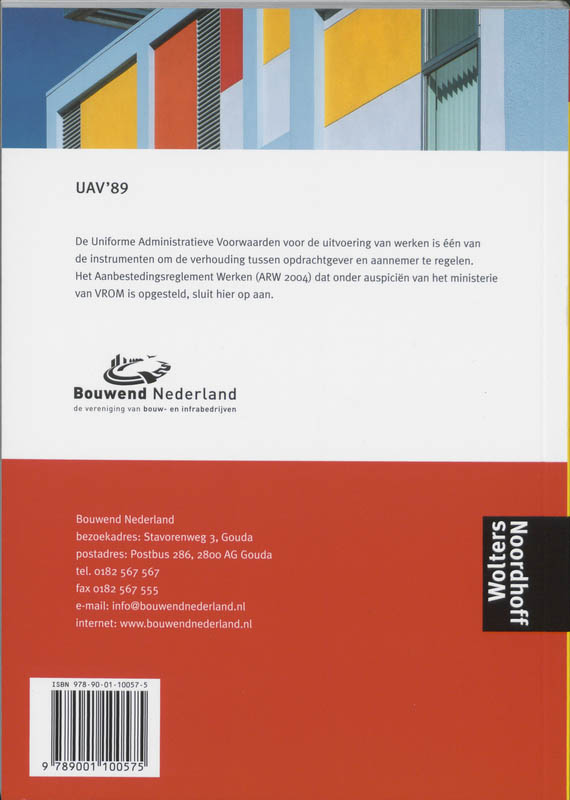 UAV '89 (Uniforme Administratieve Voorwaarden) achterkant