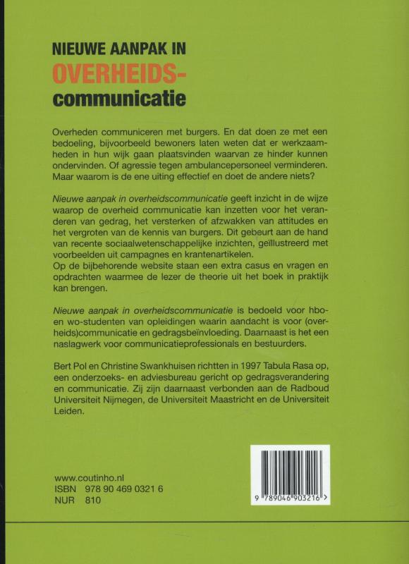 Nieuwe aanpak in overheidscommunicatie Nieuwe aanpak in overheidscommunicatie achterkant