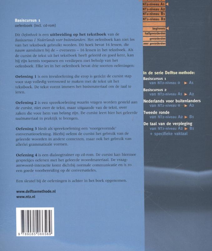 Basiscursus 1 Nederlands voor buitenlanders / 1 Nederlands voor buitenlanders / Oefenboek / De Delftse methode achterkant