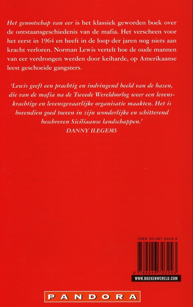 Het genootschap van eer / Pandora pockets achterkant