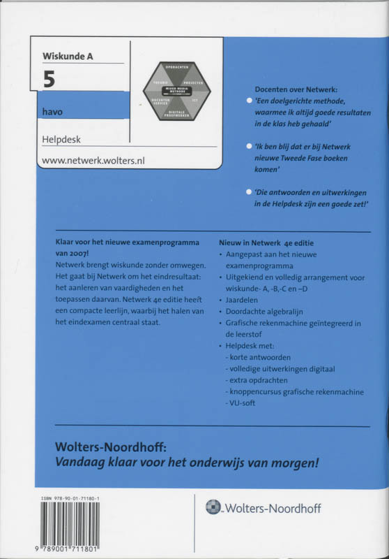 Wiskunde A 5 Havo Netwerk Helpdesk achterkant