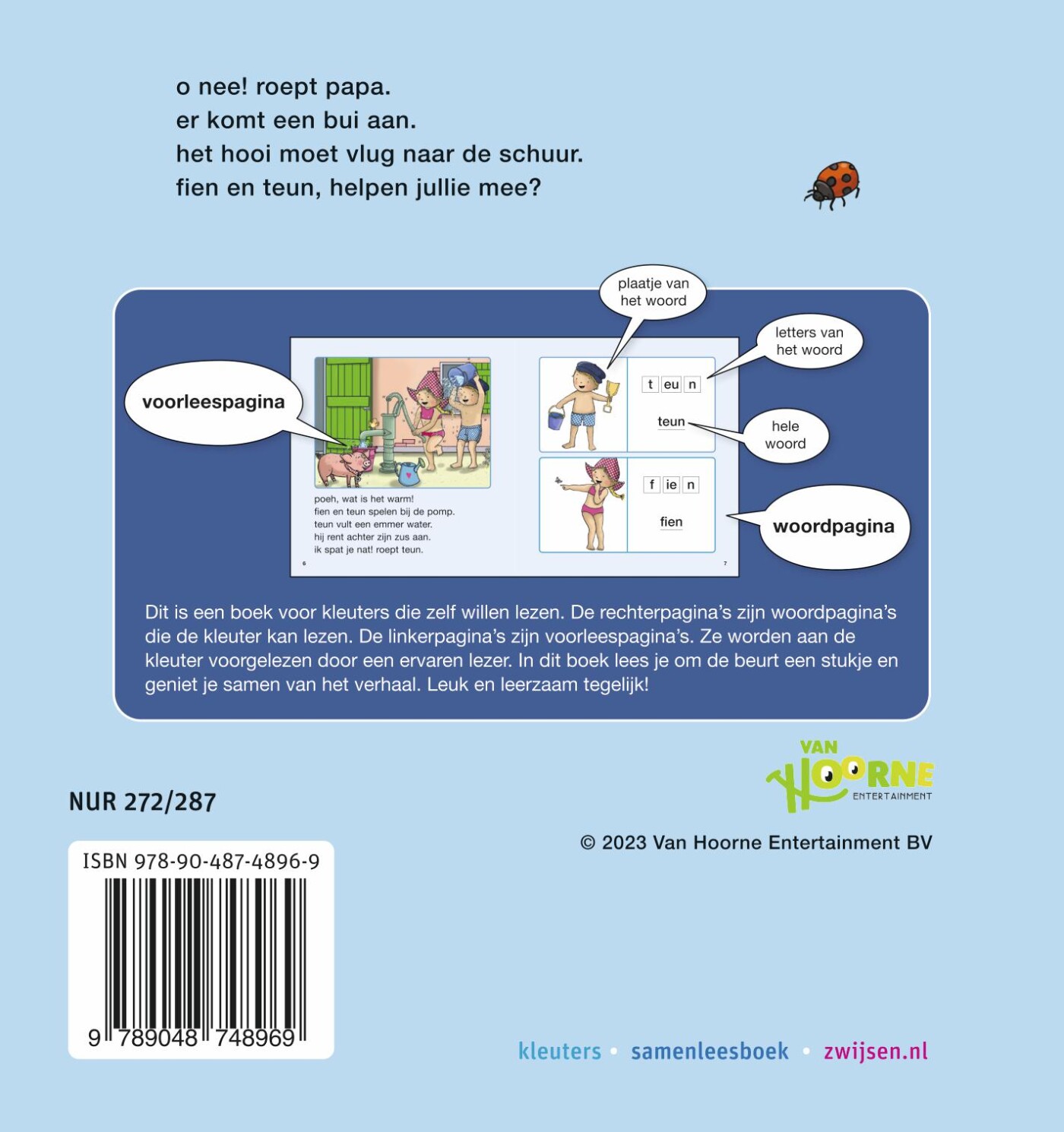 Fien & Teun - op de kar, teun! / Kleuters samenleesboeken achterkant
