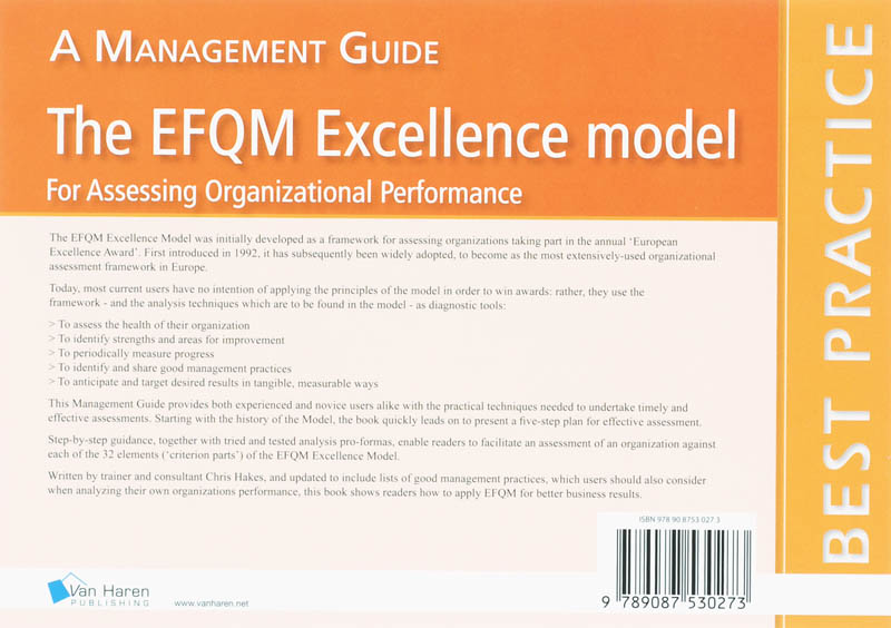 The EFQM Excellence Model to Assess Organizational Performance achterkant