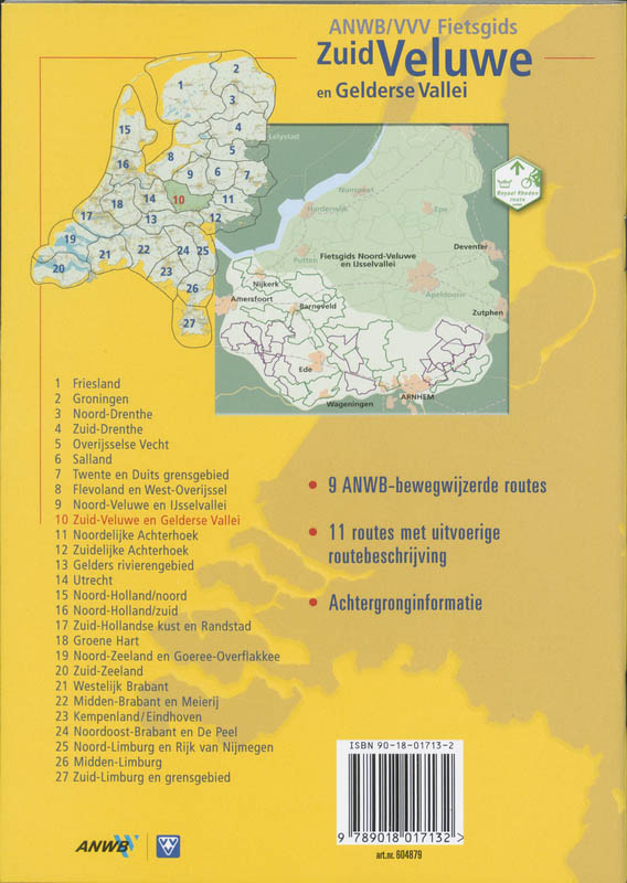 Veluwe Zuid & Gelderse Vallei / ANWB fietsgids achterkant