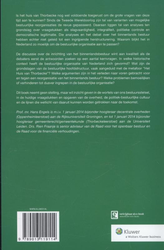 De bestuurlijke organisatie van Nederland / Mastermonografieën staats- en bestuursrecht achterkant