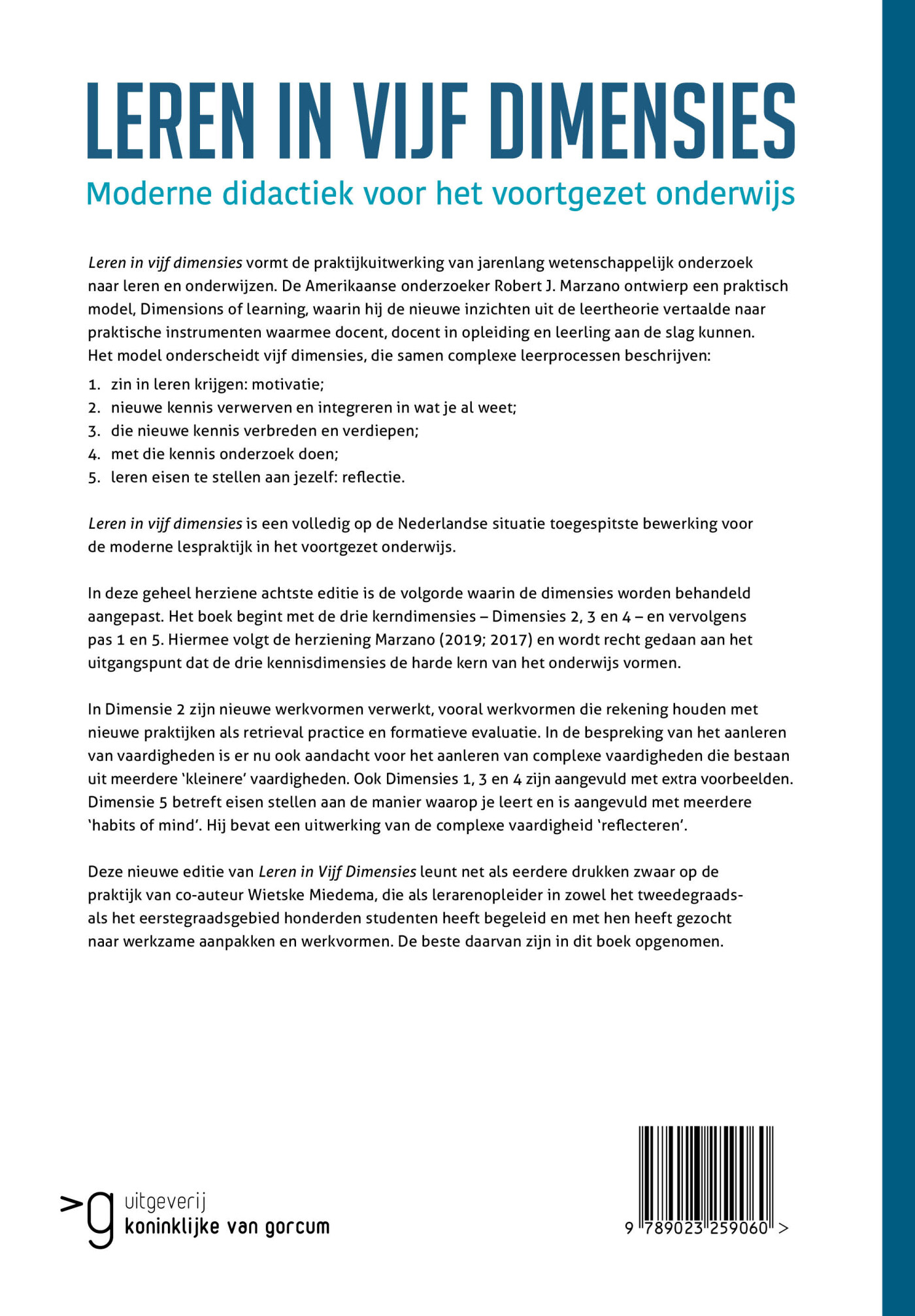 Leren in vijf dimensies achterkant
