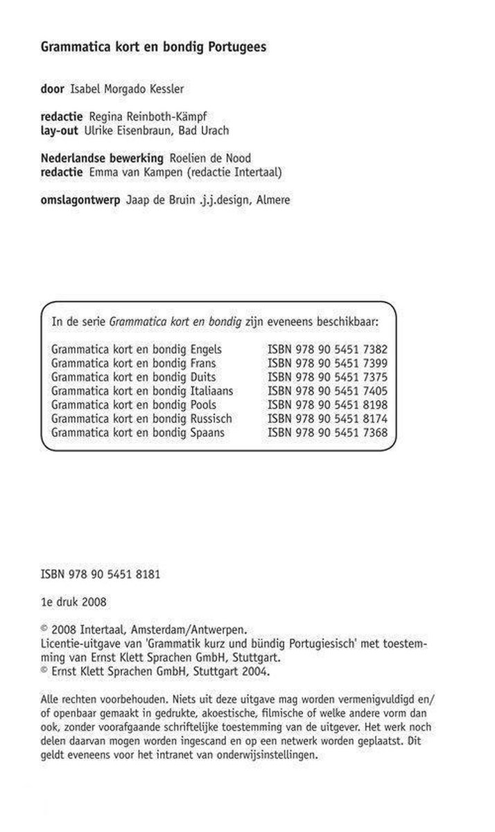 Grammatica kort en bondig Portugees