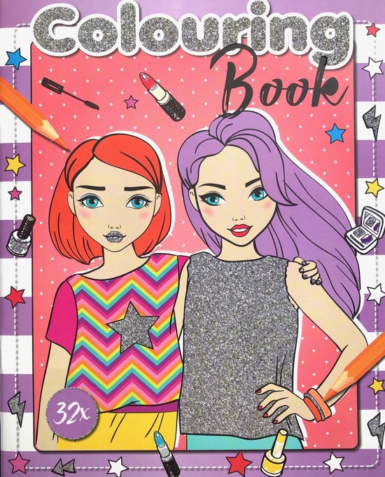 Colouring Kleurboek Glamour meiden - Modellen op dik papier - 32 pagina's