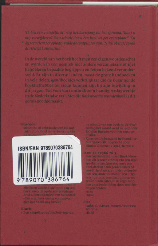 Boekwoorden woordenboek achterkant