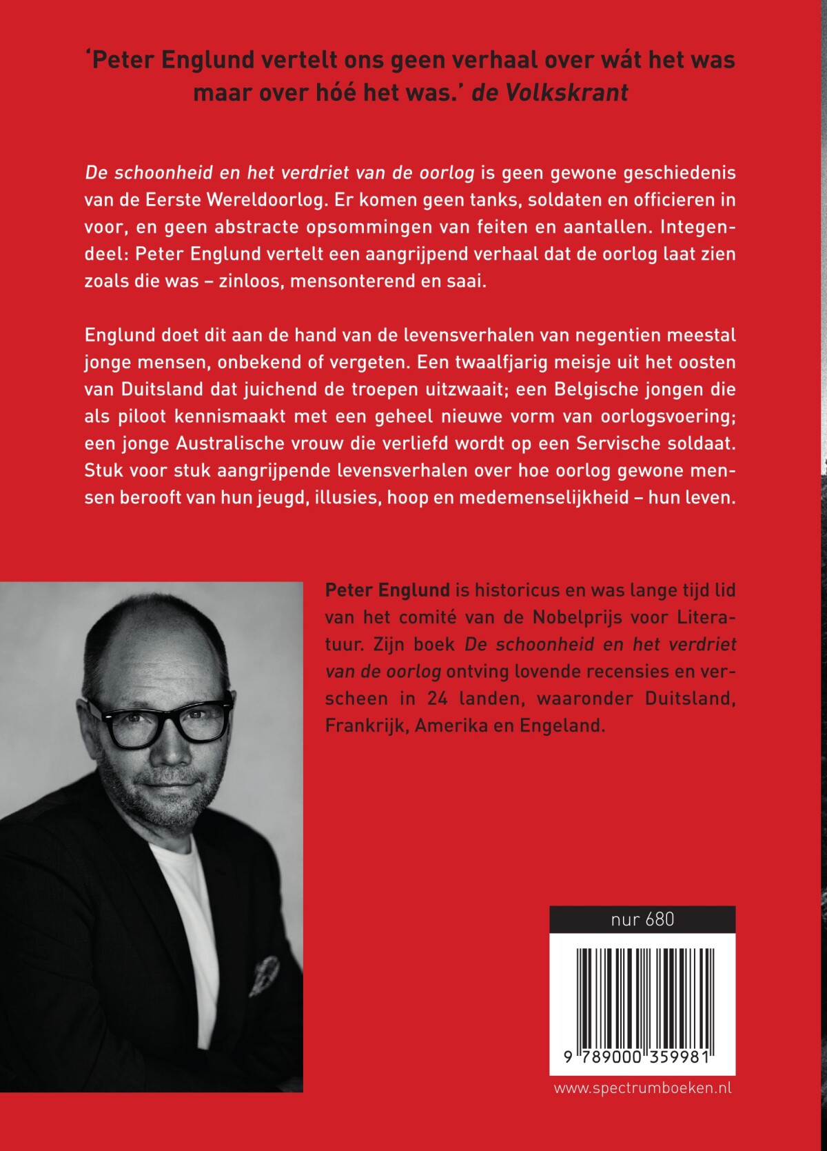 De schoonheid en het verdriet van de oorlog achterkant