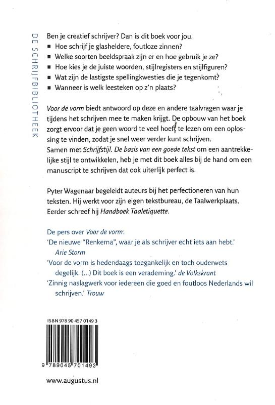Voor de vorm / De schrijfbibliotheek achterkant
