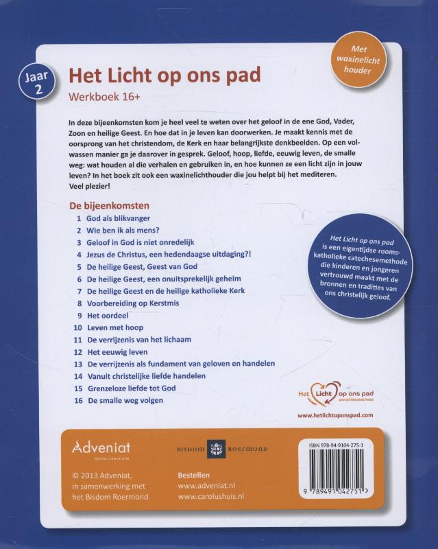 Het Licht op ons pad Jaar 2 Werkboek 16+ achterkant