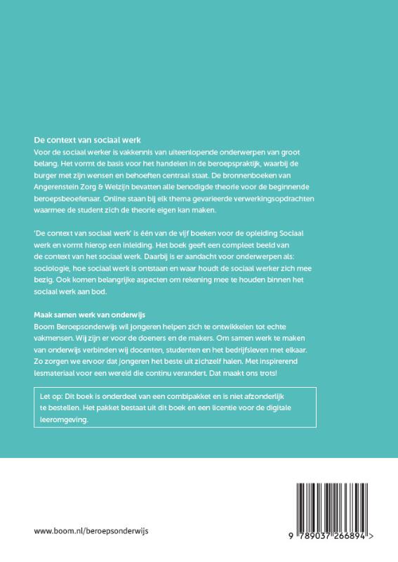 De context van sociaal werk | combipakket / Angerenstein Welzijn achterkant