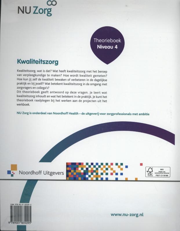 Kwaliteitszorg / Niveau 4 / Theorieboek / NU Zorg achterkant