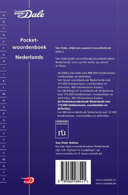 Van Dale Pocketwoordenboek Nederlands / Van Dale achterkant