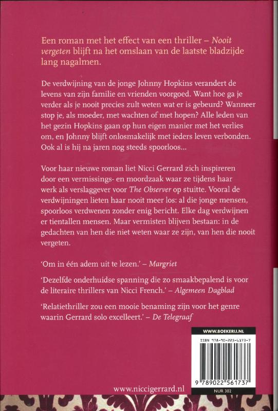 Nooit vergeten Nooit vergeten achterkant