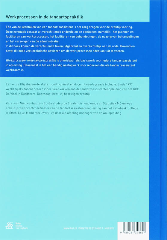 Werkprocessen in de tandartspraktijk / Basiswerk AG achterkant