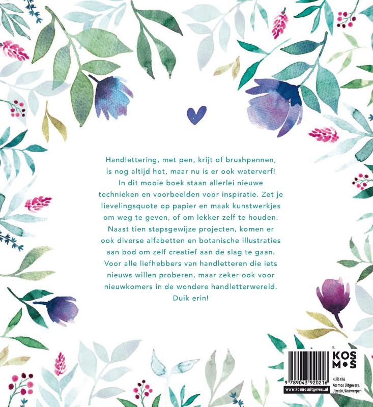 Handlettering met waterverf achterkant