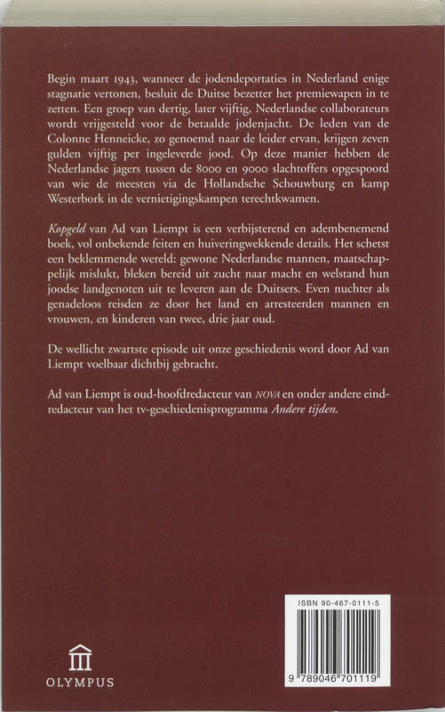 Kopgeld / Olympus achterkant