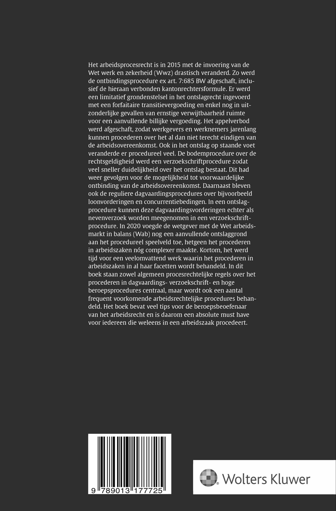 Procesrecht in arbeidszaken achterkant