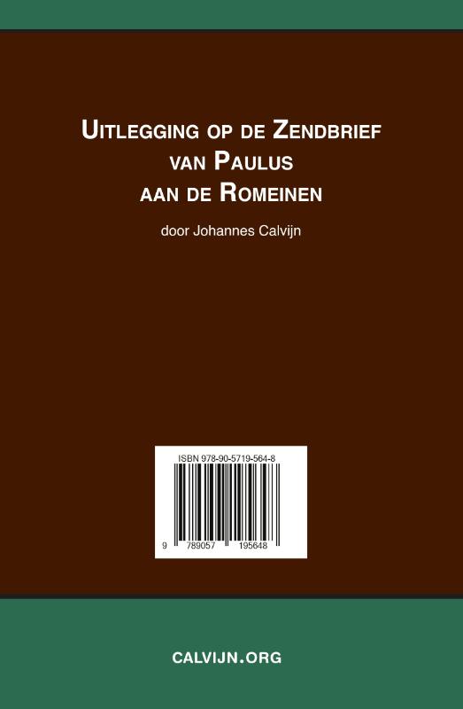 Uitlegging op de Zendbrief van Paulus aan de Romeinen achterkant