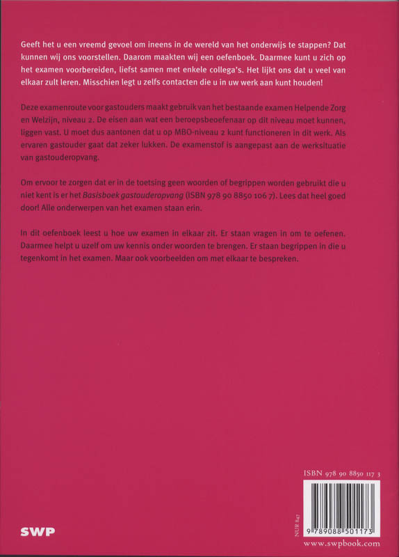 Oefenboek voor het examen gastouderopvang niveau 2 achterkant