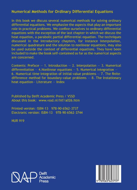 Numerical methods for ordinary differential equations achterkant