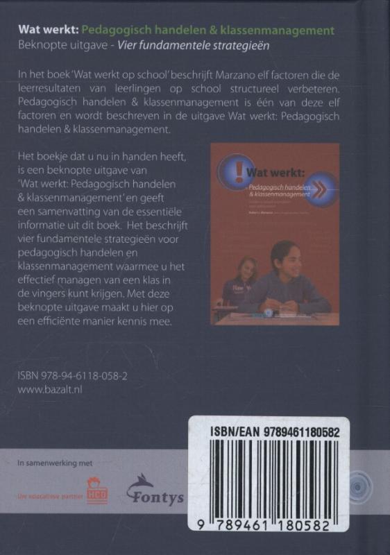 Wat werkt: Pedagogisch handelen & klassenmanagment - beknopte versie achterkant