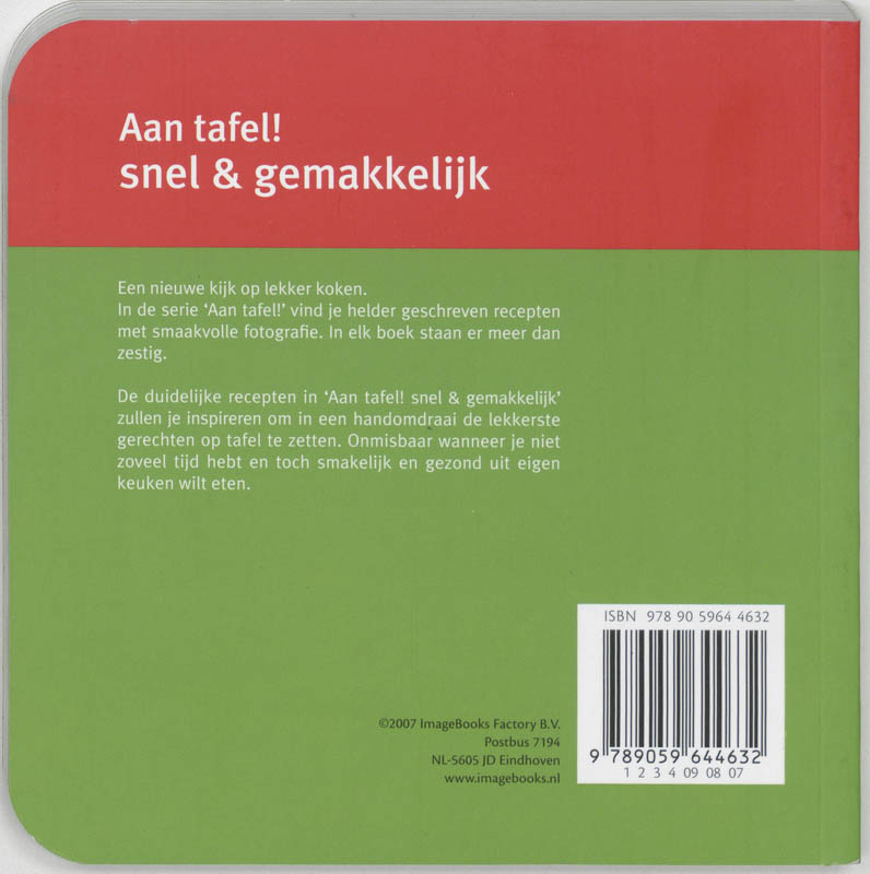 Aan Tafel! Snel En Gemakkelijk achterkant