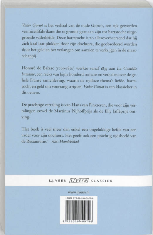 Vader Goriot / Veen klassiek achterkant
