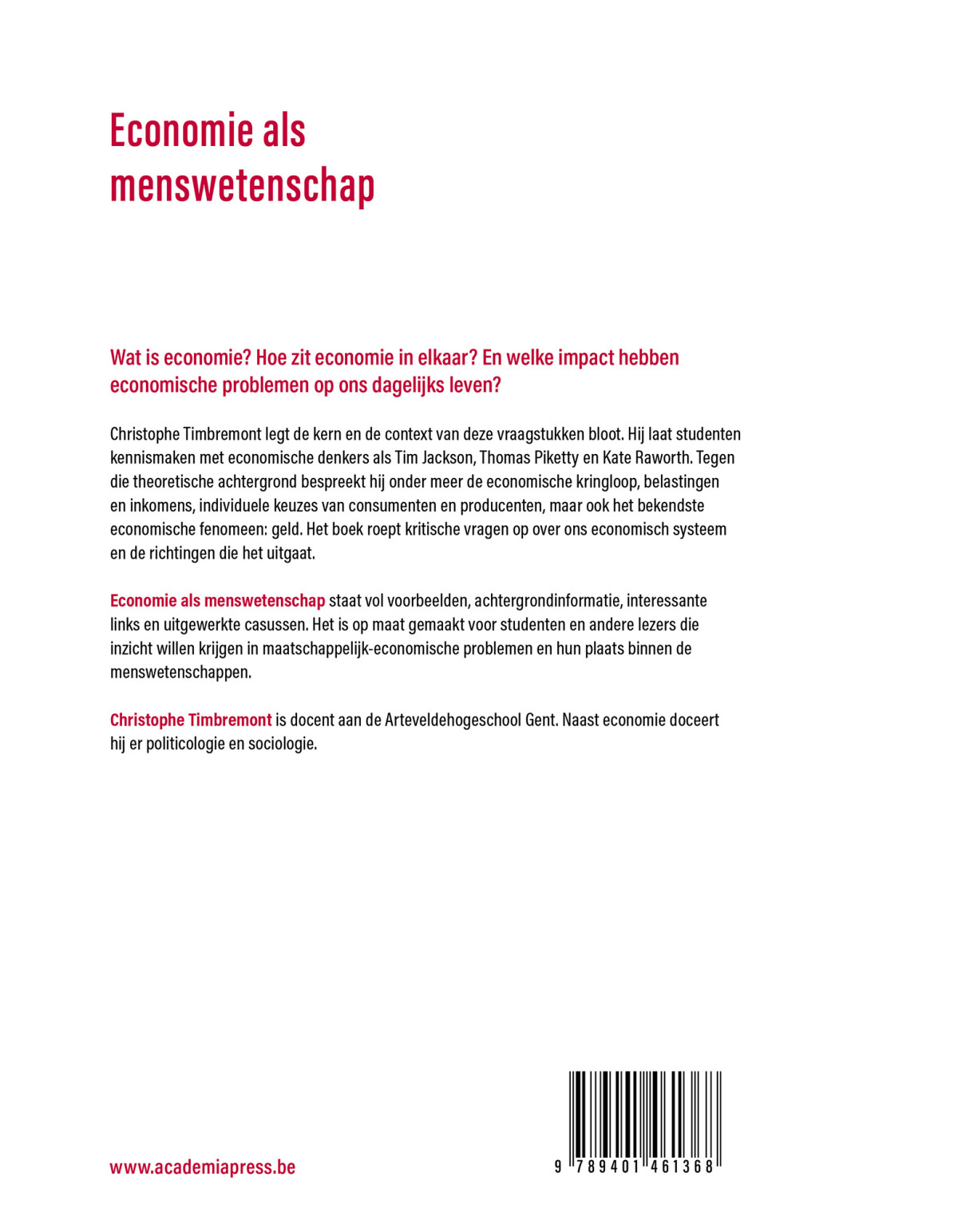 Economie als menswetenschap achterkant