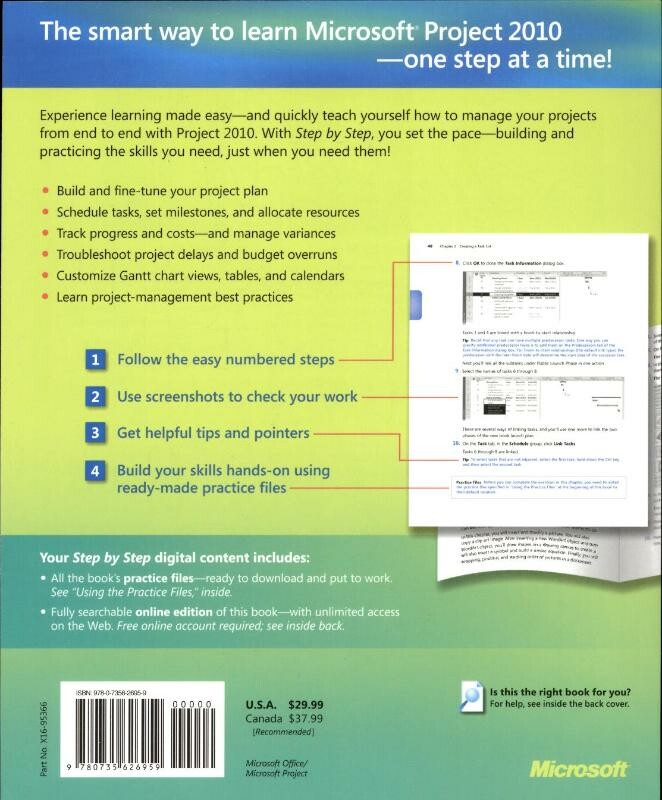 MICROSOFT PROJECT 2010 STEP BY STEP (INCL CD) achterkant