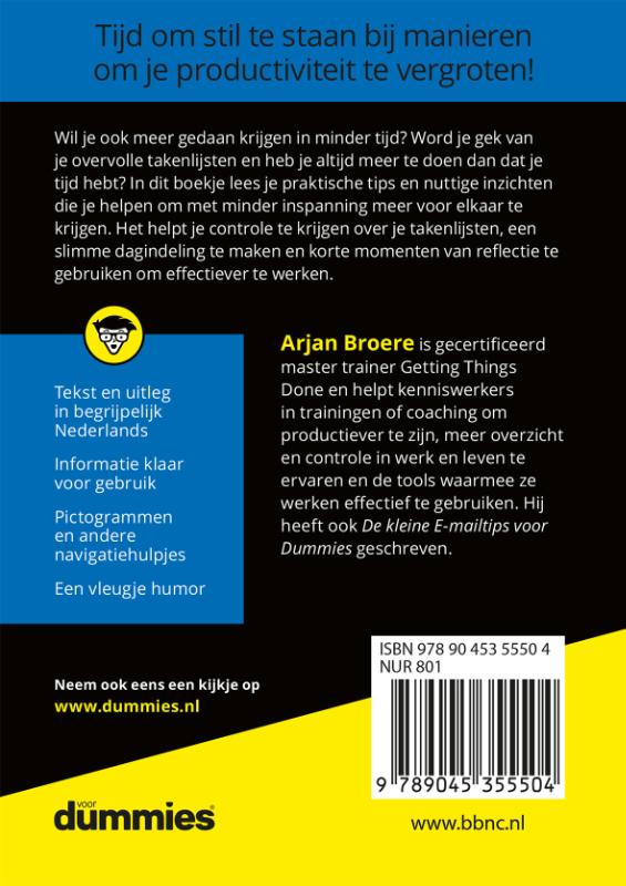De kleine productiviteitstips voor dummies achterkant