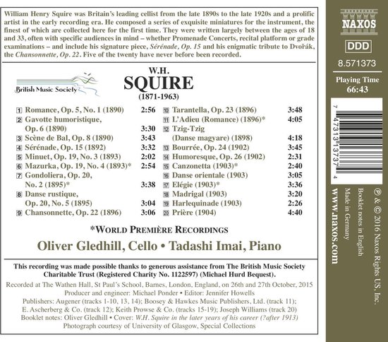 Oliver Gledhill & Tadashi Imai - Miniatures For Cello And Piano (CD)