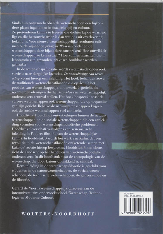 De ontwikkeling van wetenschap De ontwikkeling van wetenschap achterkant