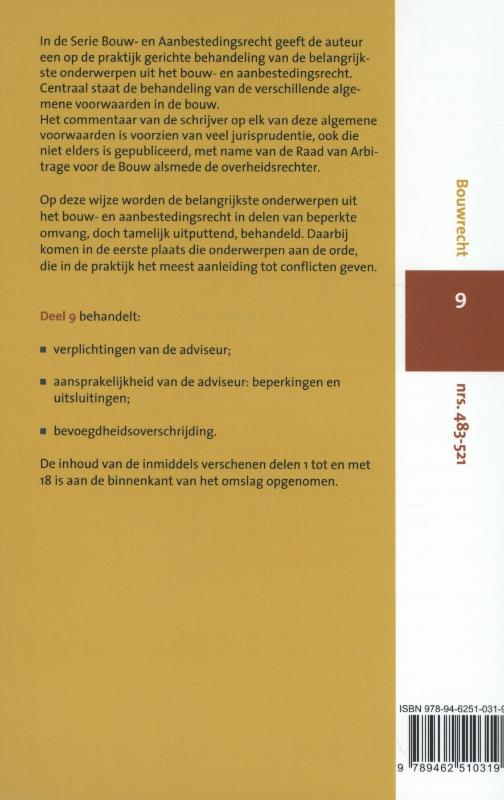 Verplichtingen van de adviseur, aansprakelijkheid van de adviseur: beperkingen en uitsluitingen, bevoegdheidsoverschrijding / Bouw- en aanbestedingsrecht / 9 achterkant