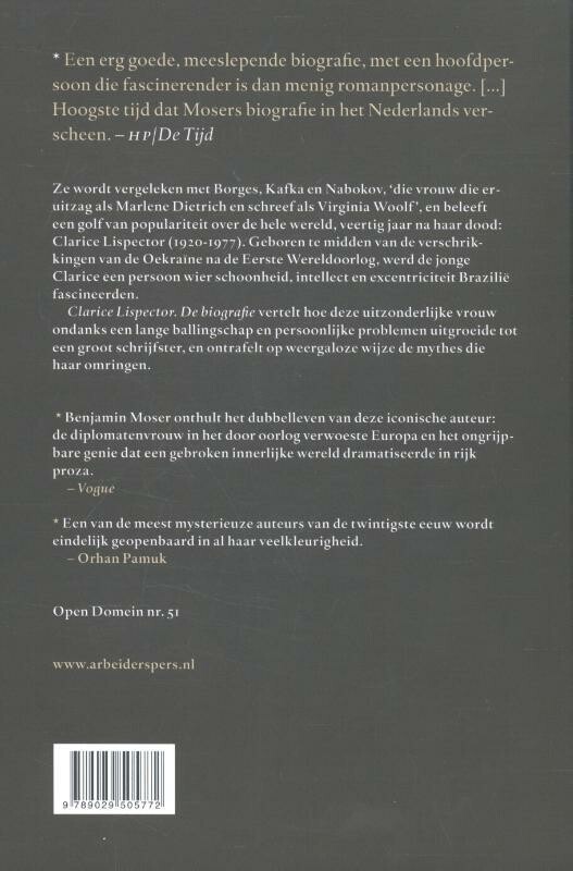 Clarice Lispector / Open Domijn achterkant
