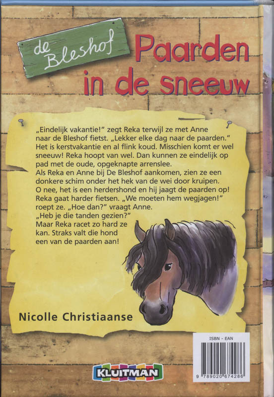 Paarden in de sneeuw / De Bleshof achterkant