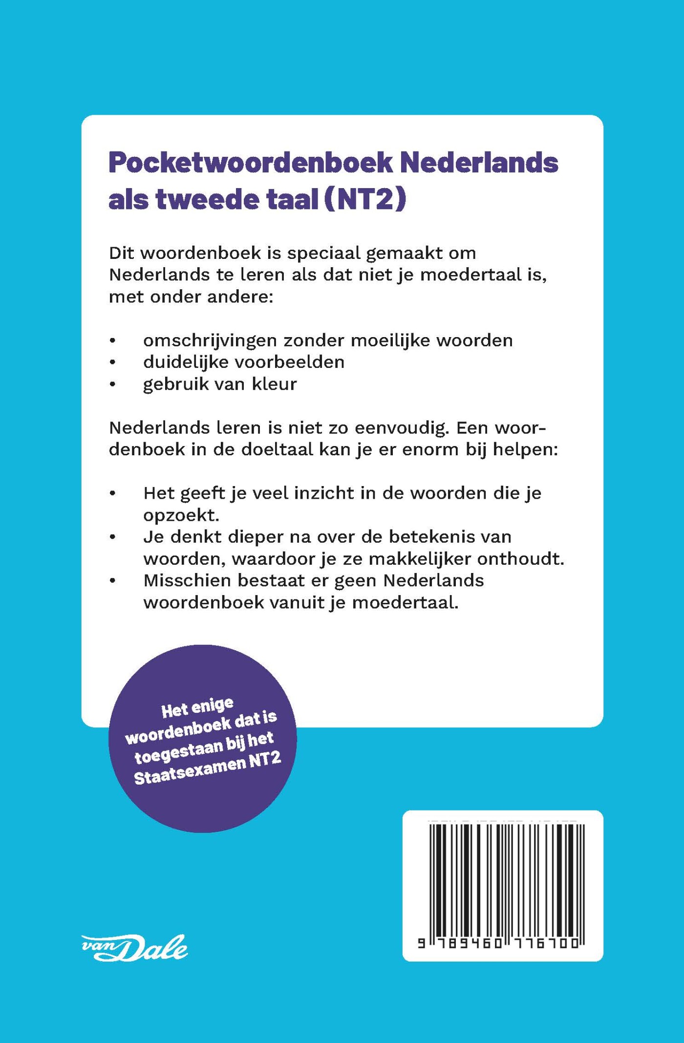 Nederlands als tweede taal (NT2) / Van Dale pocketwoordenboeken achterkant