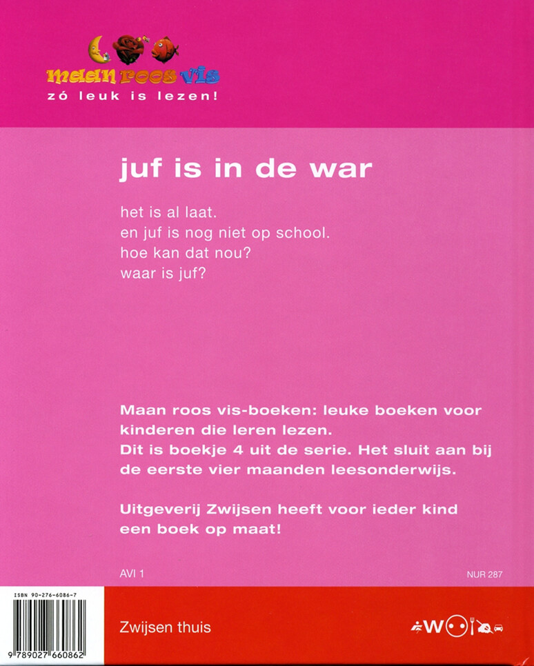 Juf is in de war / Maan roos vis / 4 achterkant