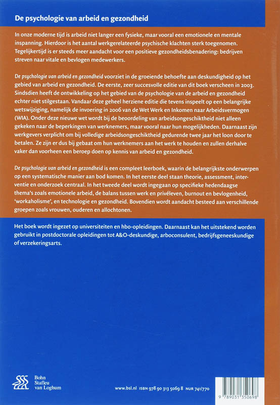 De psychologie van arbeid en gezondheid De psychologie van arbeid en gezondheid achterkant