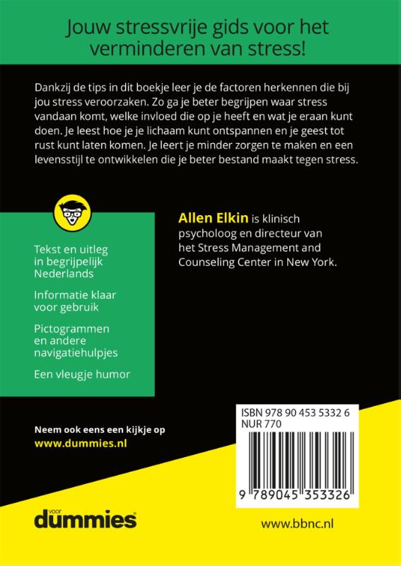 De kleine ontstressen voor Dummies / Voor Dummies achterkant