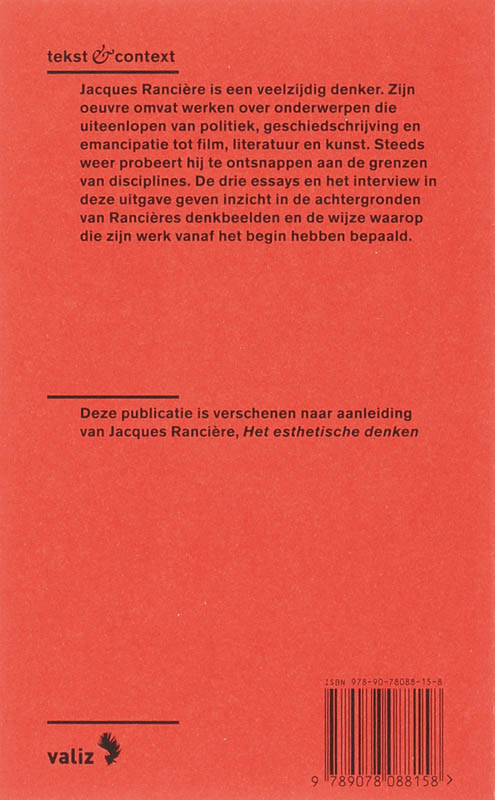 Over het werk van Jacques Rancière / Tekst & context achterkant