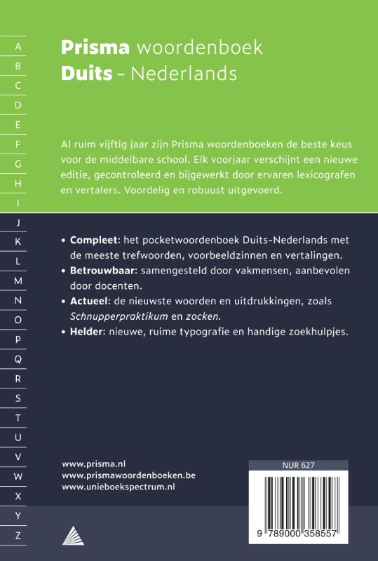 Prisma woordenboek Duits-Nederlands achterkant
